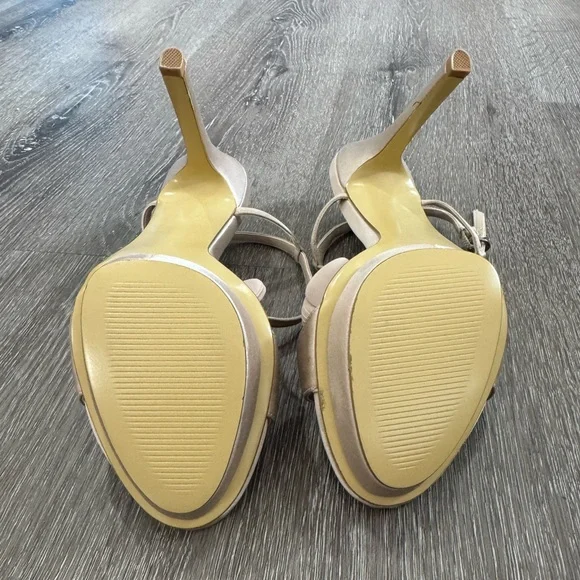 Never Worn Kate Preston Elegant Beige / Champagne Women's Floral Heels 7 1/2 - Picture 8 of 12